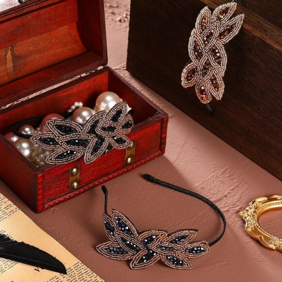 3 Pcs 1920s Flapper Headbands Women Vintage Rhinestone Gatsby Accessories - Picture 7 of 7